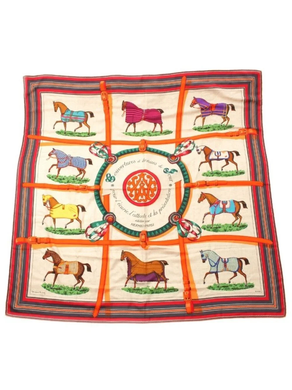 Hermes Carre Geant Couvertures Et Tenues de Jour Horsewear Cashmere Silk Scarf